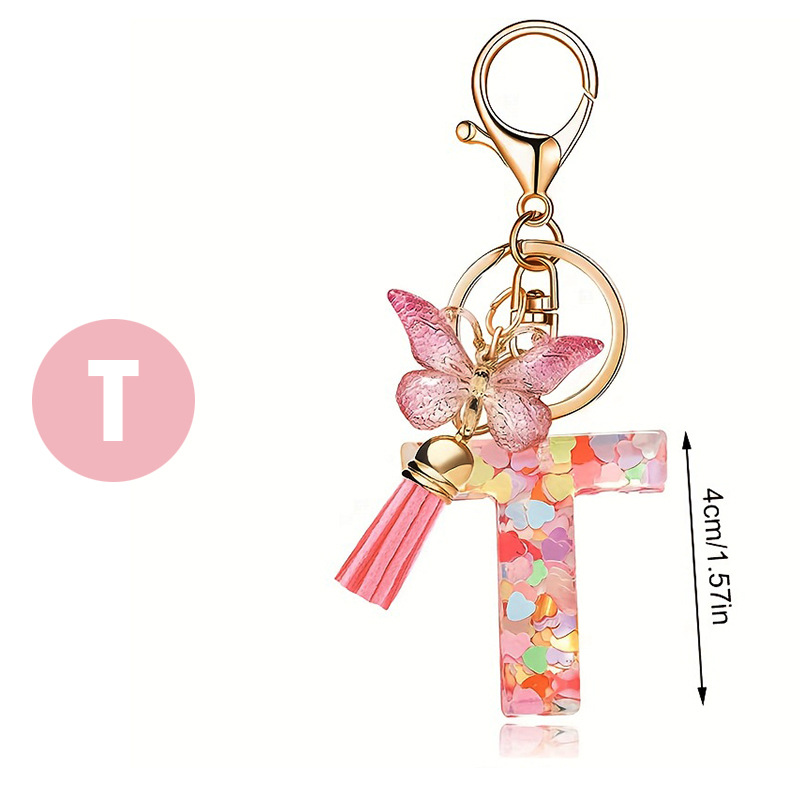 ✨✨Heart sequin butterfly letter tassel keychain(Choose your own name keychain)