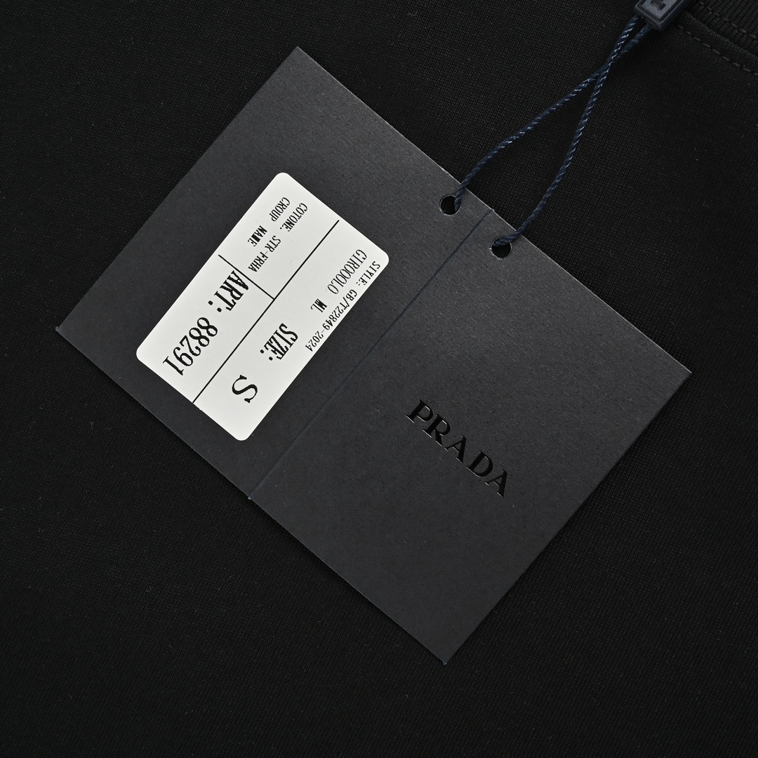 Prada 24ss three-dimensional laminated letter short sleeve