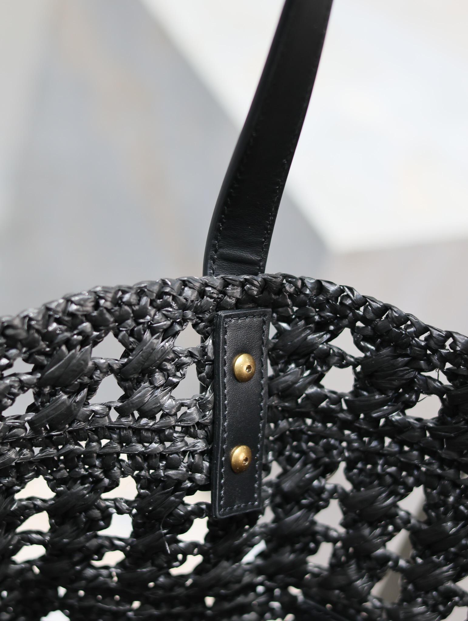 Yves Saint Laurent basket hollow straw tote bag 761457
