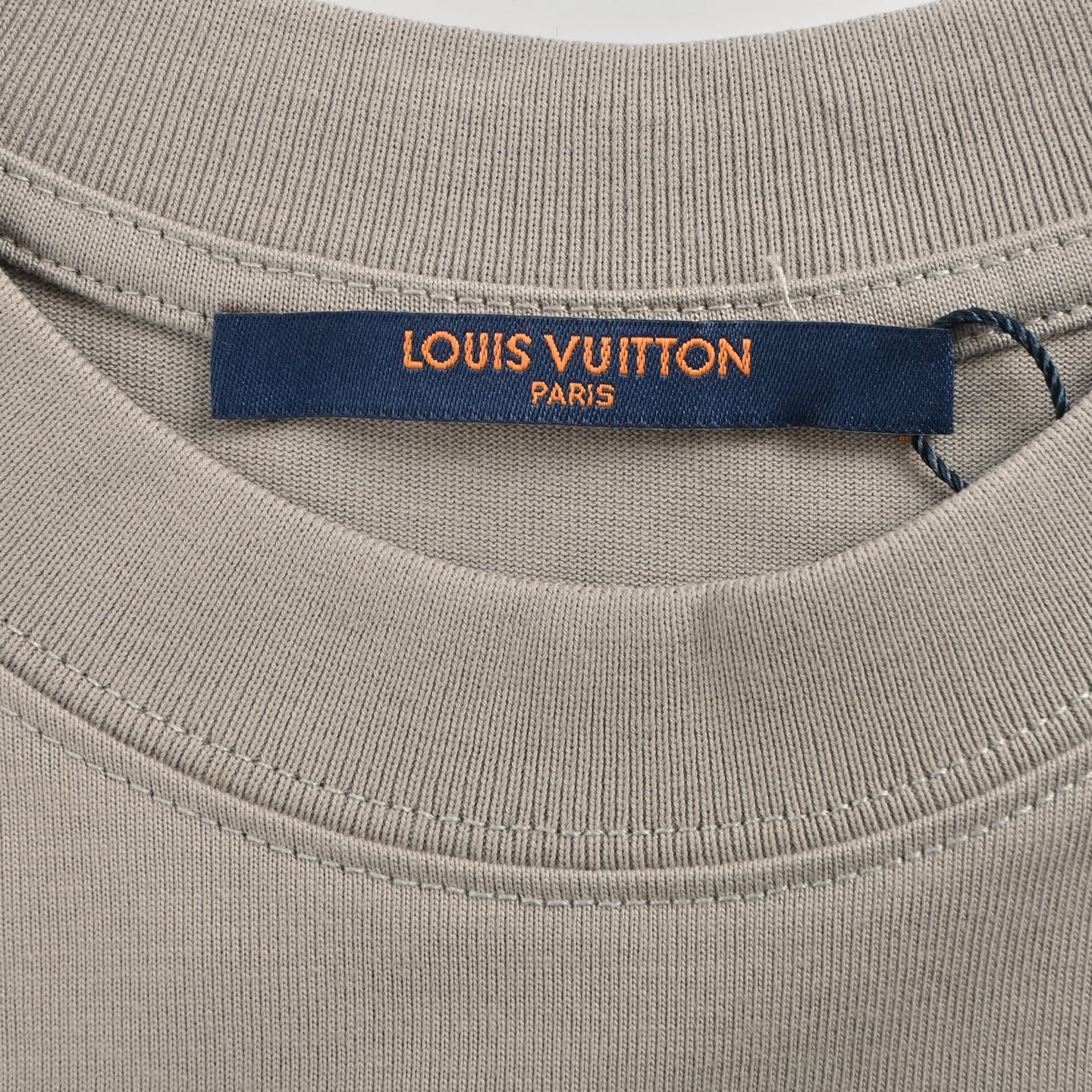 Louis Vuitton 25ss back checkerboard lettering print short sleeves