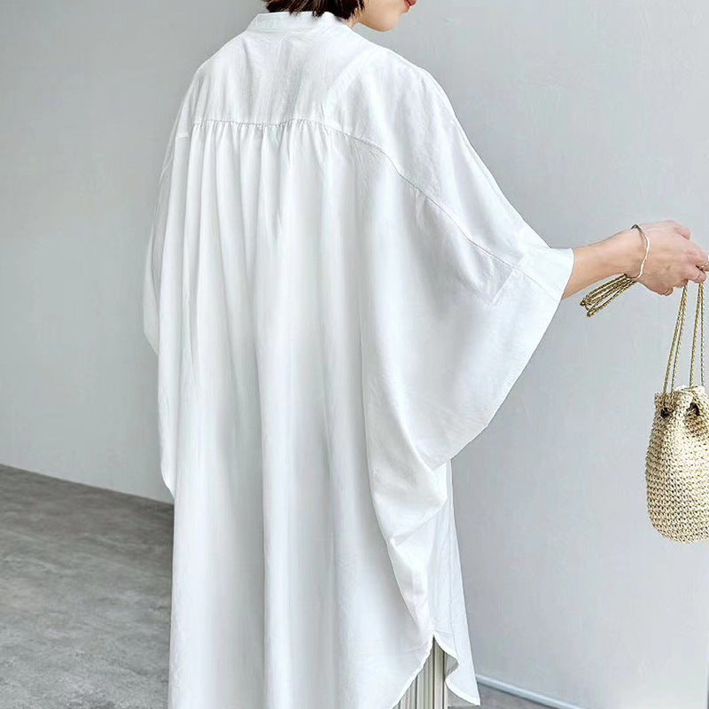 Summer Casual Women Shirt Fashionable All Match Black White Solid Color Loose Comfortable Breathable Short Sleeve Top for Women