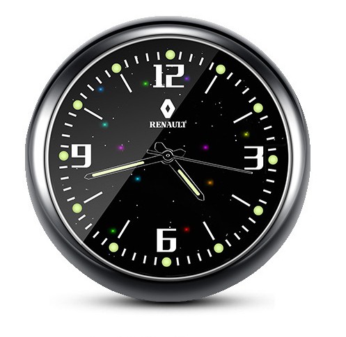 1x Luminous Diamond Quartz Analog Watch Stick On Car Clock Accessories Black