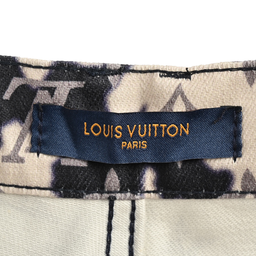 Louis Vuitton 24Fw Fire Cloud Monochrome Print Denim Pants