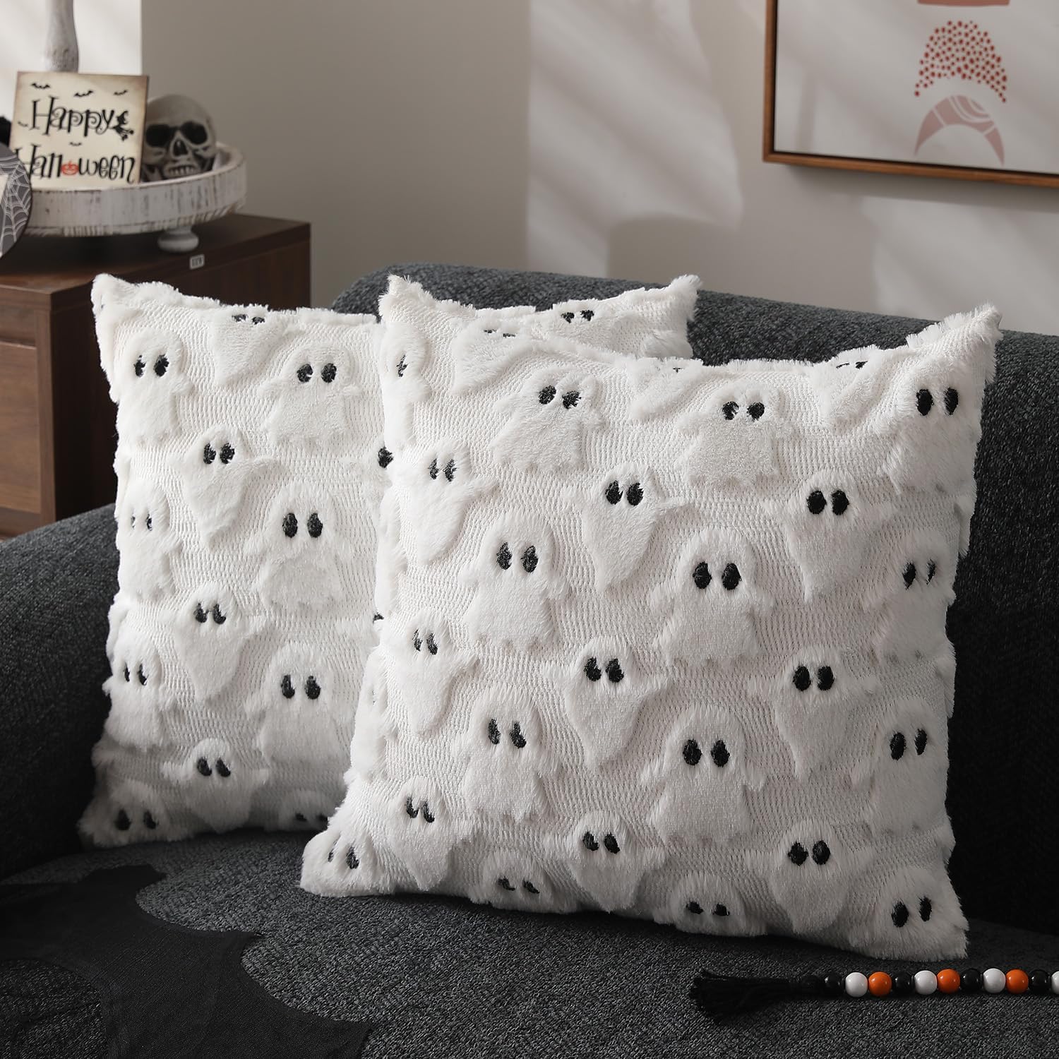🍁Fall Decorations👻Soft Plush Fur Wool Throw Pillow Cases
