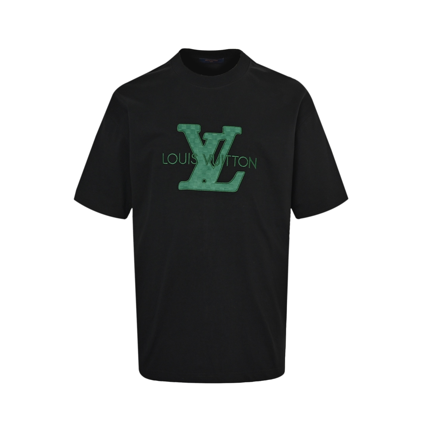 Louis Vuitton 25ss green patch letter embroidered short sleeve