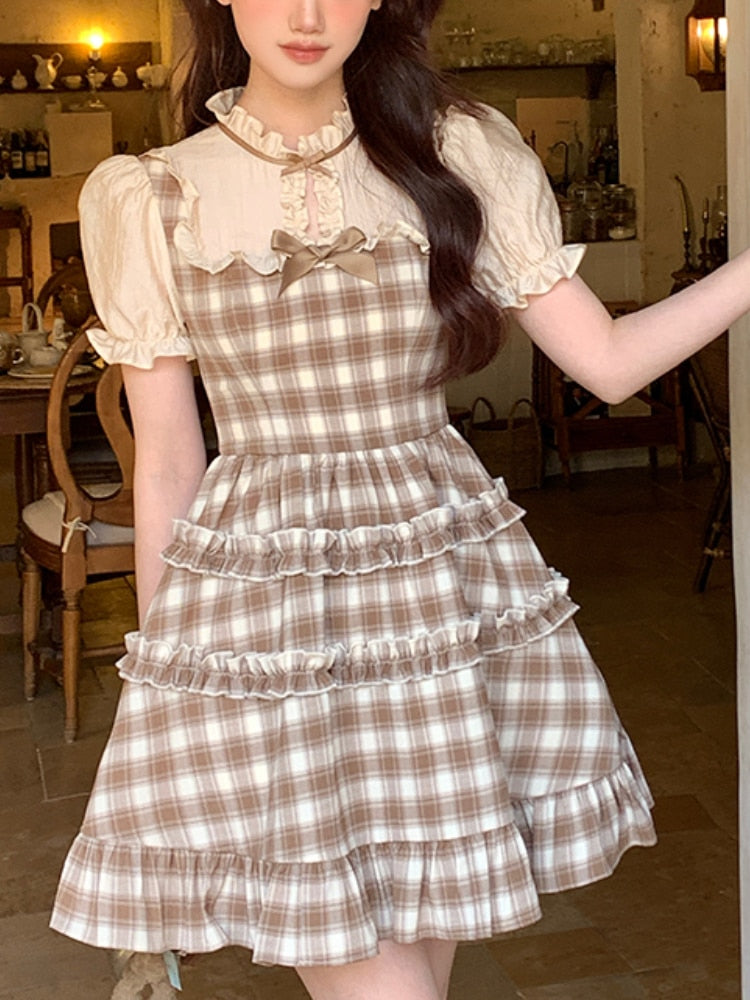 Kawaii Plaid Princess Dress