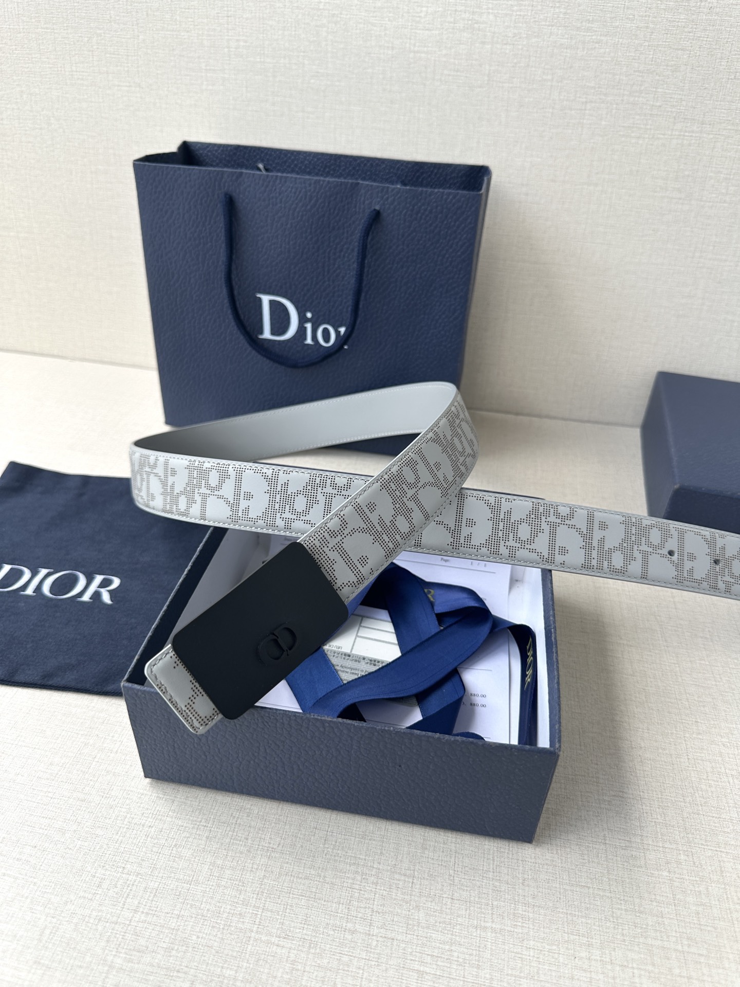 Dior square buckle leather belt 3.5CM wide