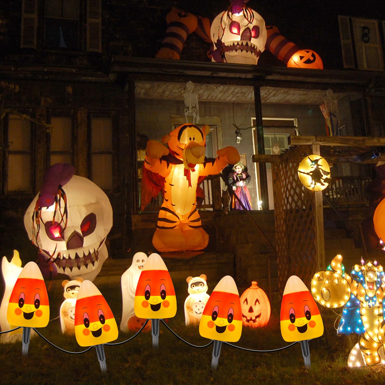 💥ON SALE💥Halloween 3D Candy Corn Pathway Outdoor String Lights, Waterproof🍬✨