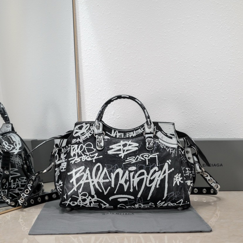 Balenciaga Graffiti Bowling Bag Large