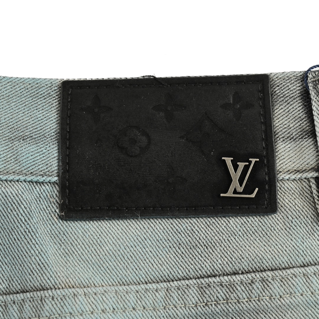 Louis Vuitton 24Fw all-over embroidered monogram gradient washed jeans