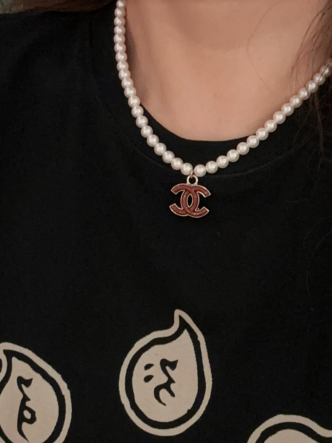 Chanel pearl double c necklace