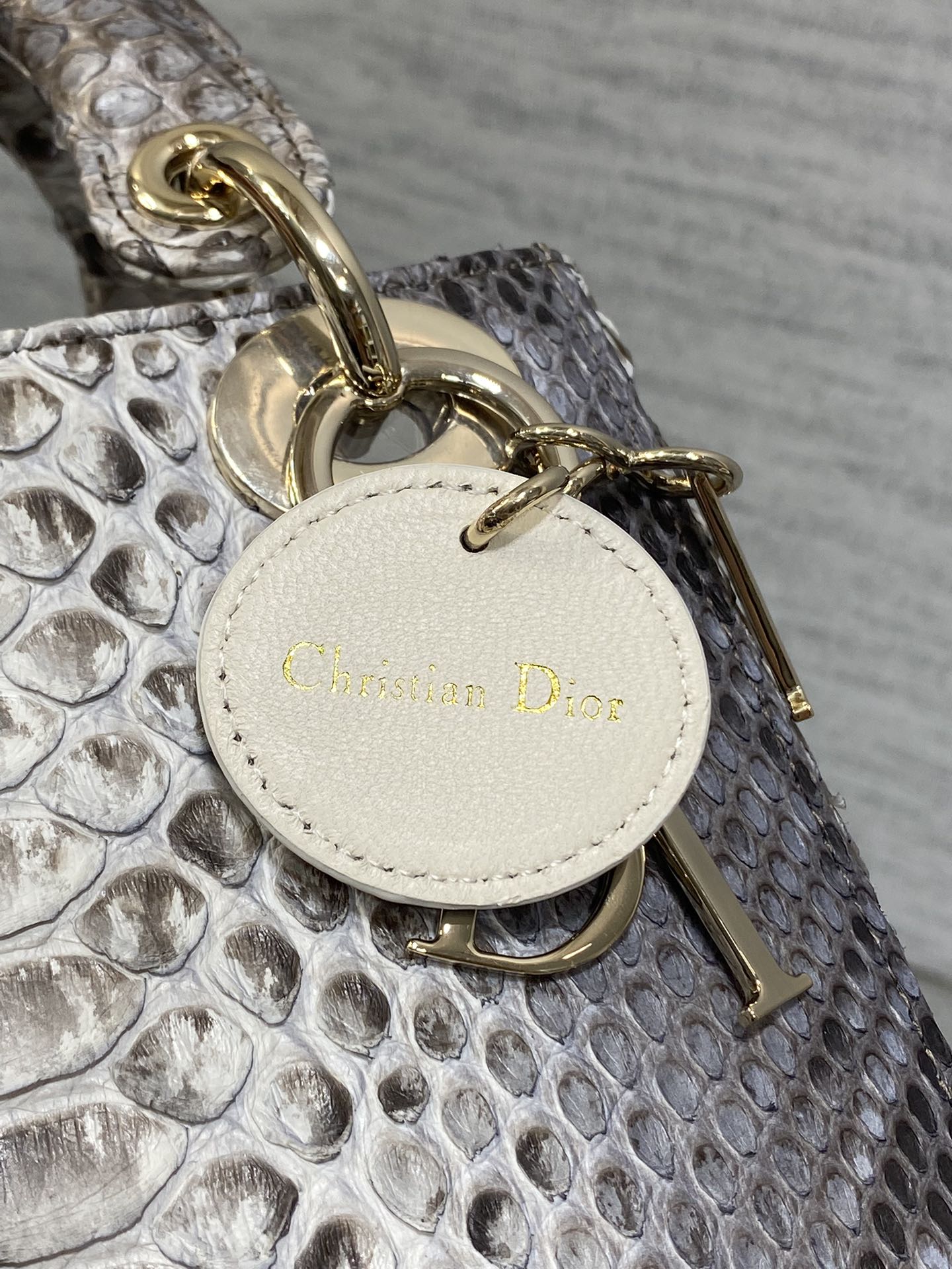 Dior Lady three-grid rare snakeskin Princess Diana bag