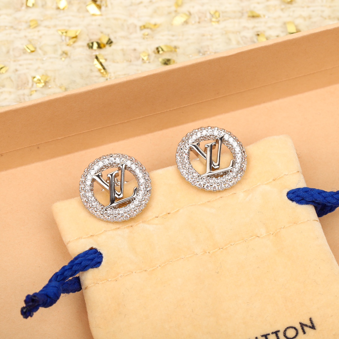 Louis Vuitton Letter Diamond Earrings