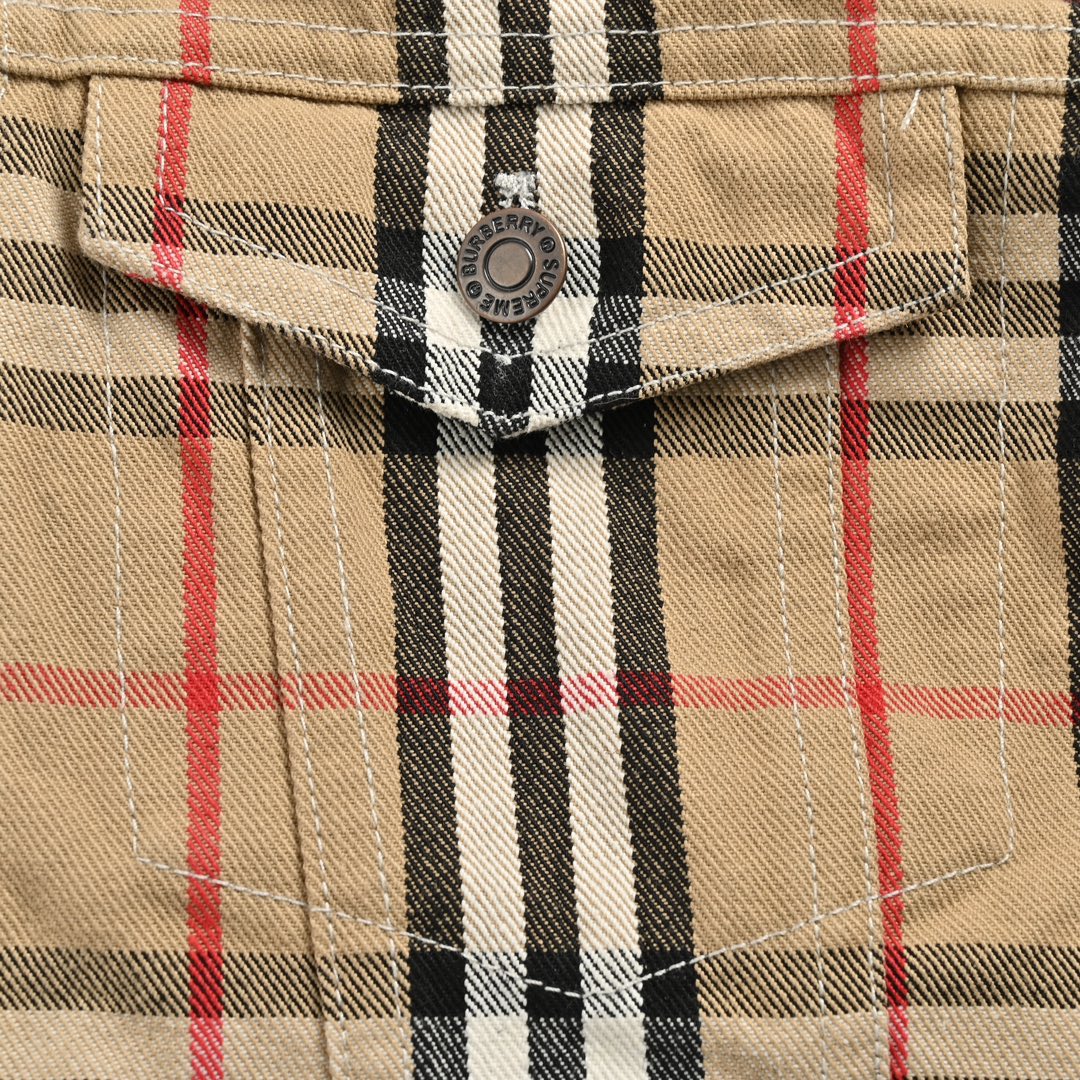 Burberry & Supreme checkered warhorse embroidered denim jacket