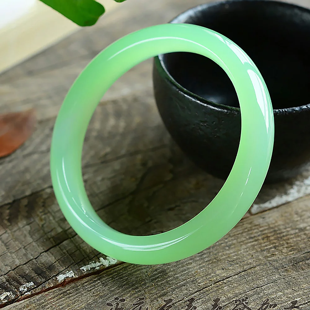 Jade Bracelet Natural Brazilian Green Charm Chalcedony Women's Bangle Luxury Fine Jewelry Accessories Ladies Gift Free Shipping