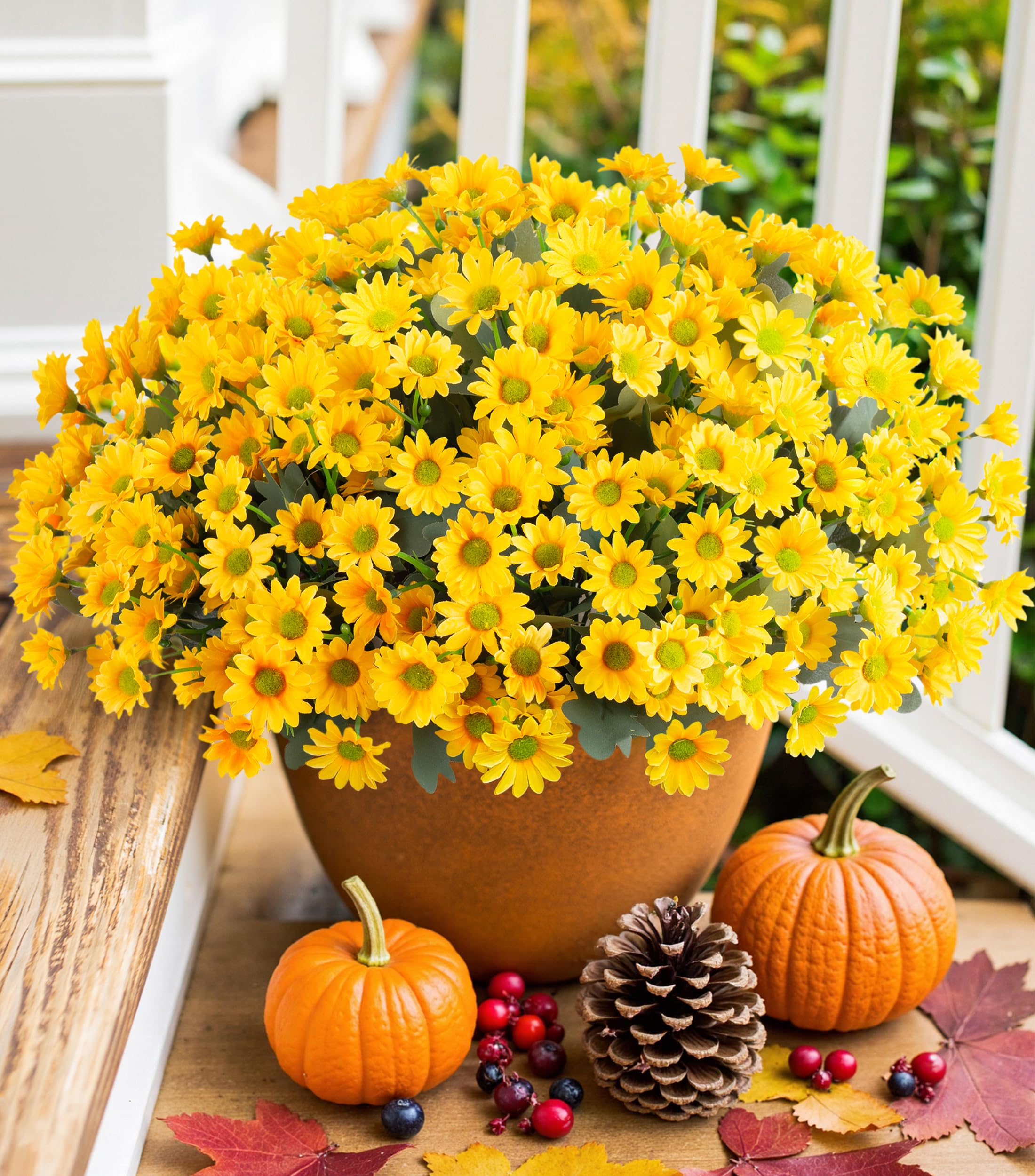 💥ON SALE💥Artificial Mums Silk Flowers for Fall Outdoor Decoration-UV resistant, Waterproof, Windproof