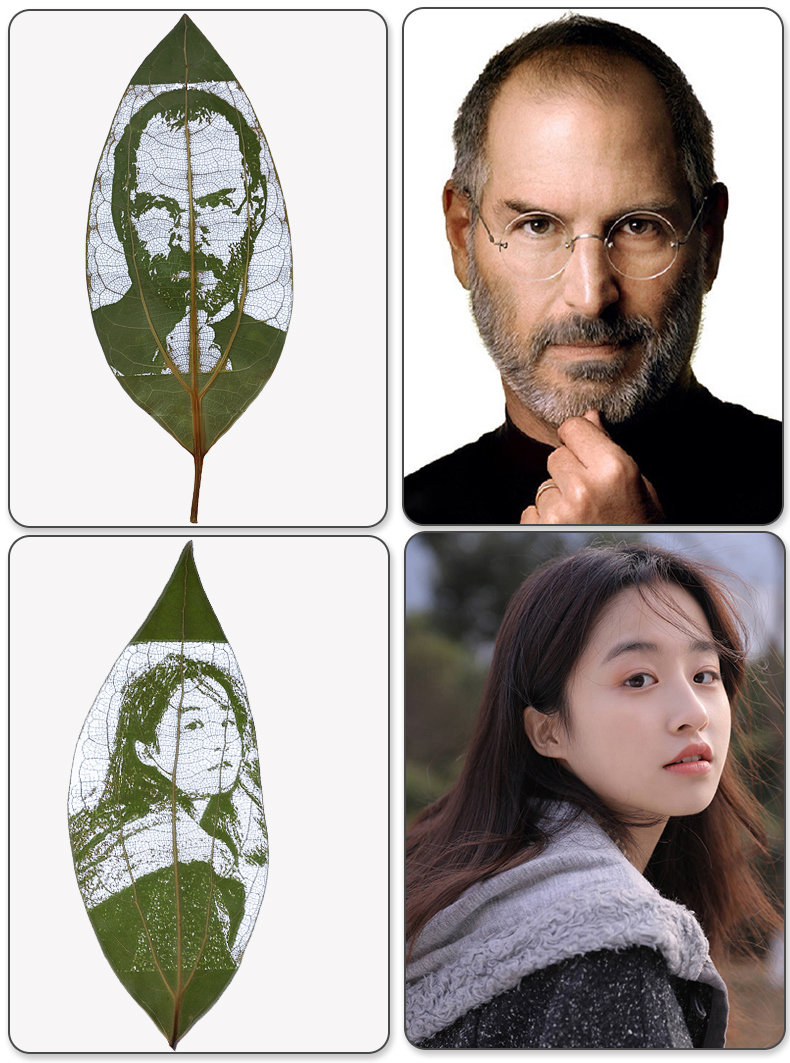 Handmade Customized Leaf Carving Photos Art