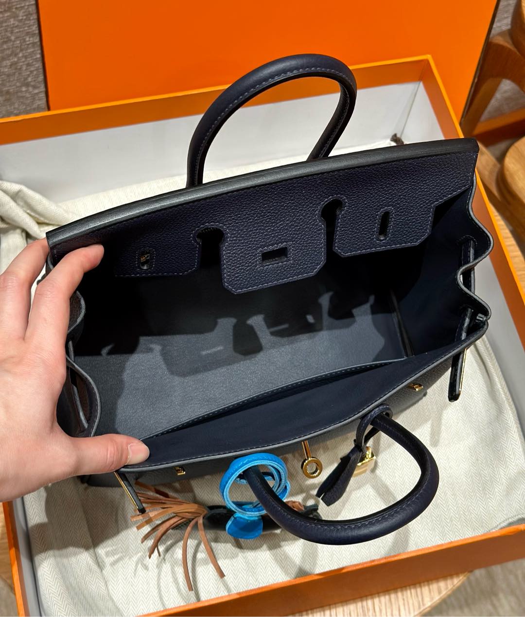 Hermes Birkin 2ZBlue nuit handbag (handmade to order)
