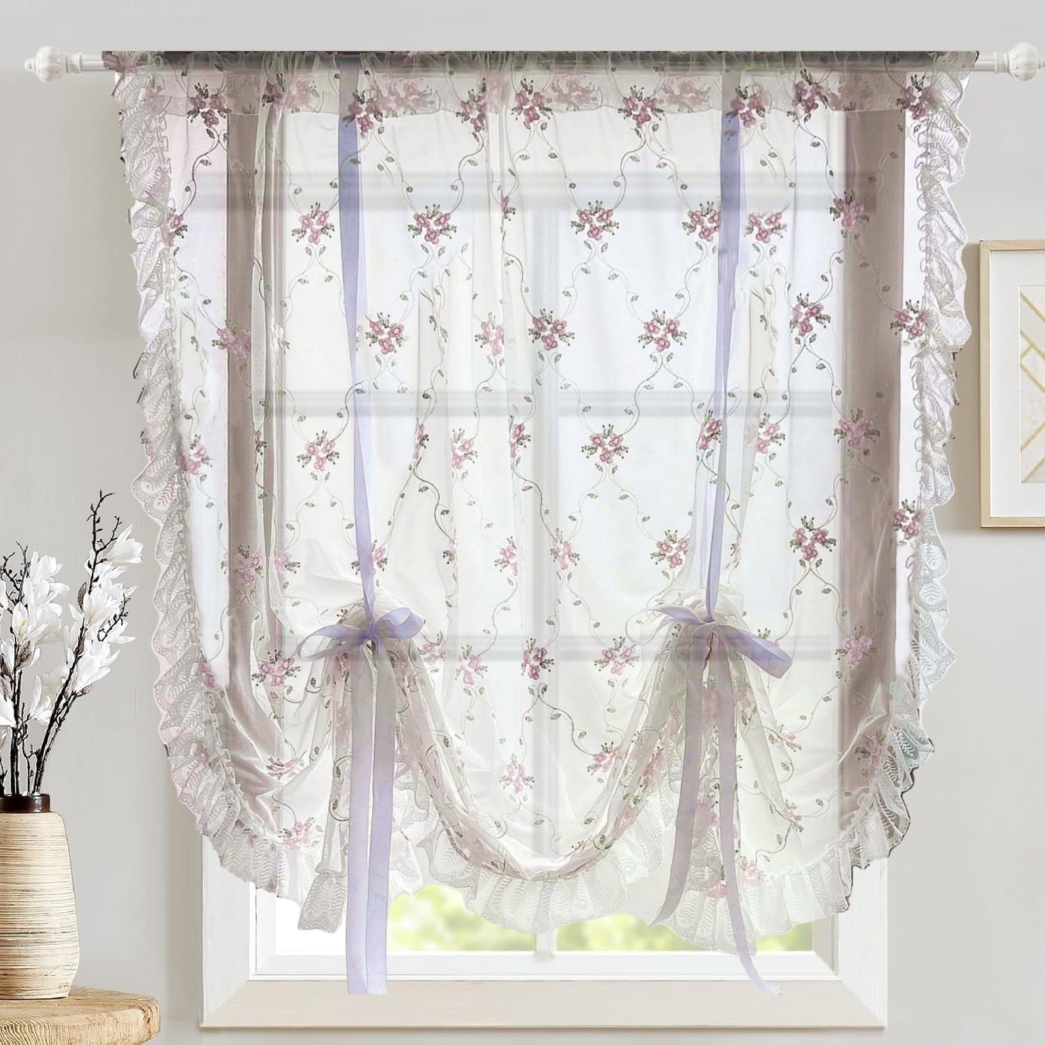 Elegant Floral Lace Balloon Curtains