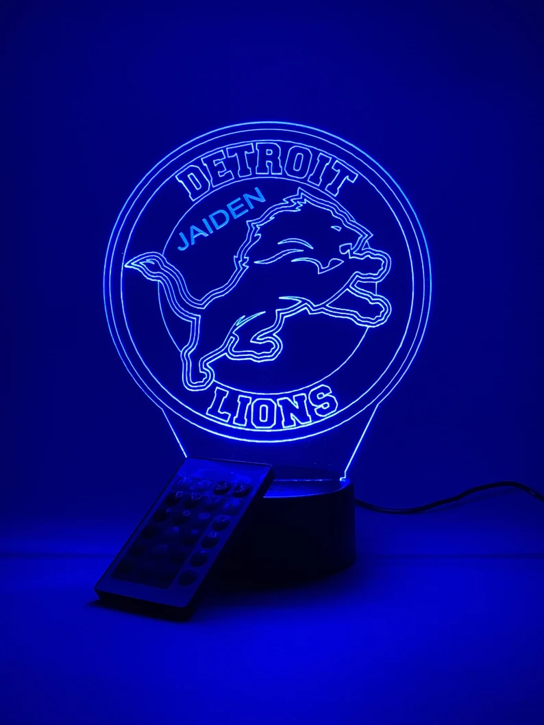 DETROIT LIONS 3D LAMP PERSONALIZED