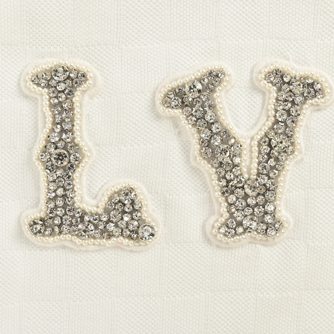 Louis Vuitton 24ss rhinestone lettering logo short sleeve