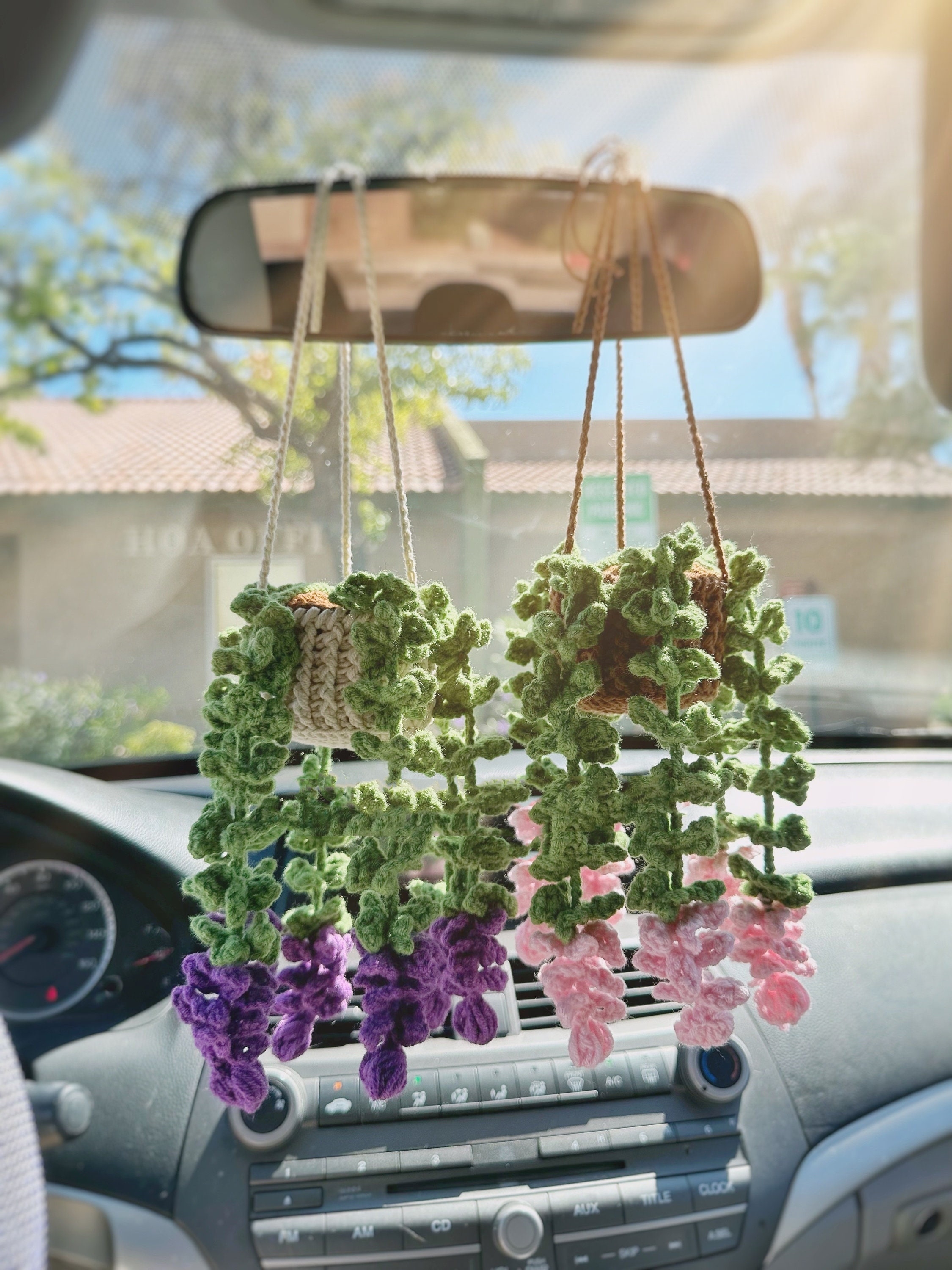 ON SALE🔥Crochet Pink and Purple Vine Botanical Charms, Women's Car Accessories
