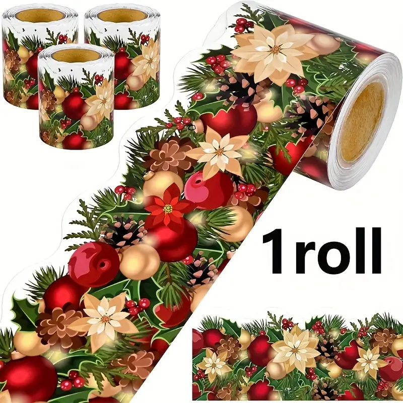 🌲🌲Christmas Holiday Decorative Border Tape - 🎁🎁(1 roll 21 m/68 ft)