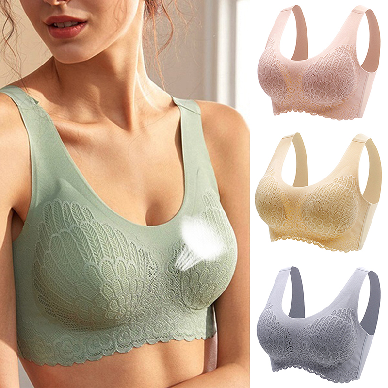 Buy 2 Free Shipping--Wireless Push Up Comfort Shock-proof Latex Pad Lace Bra