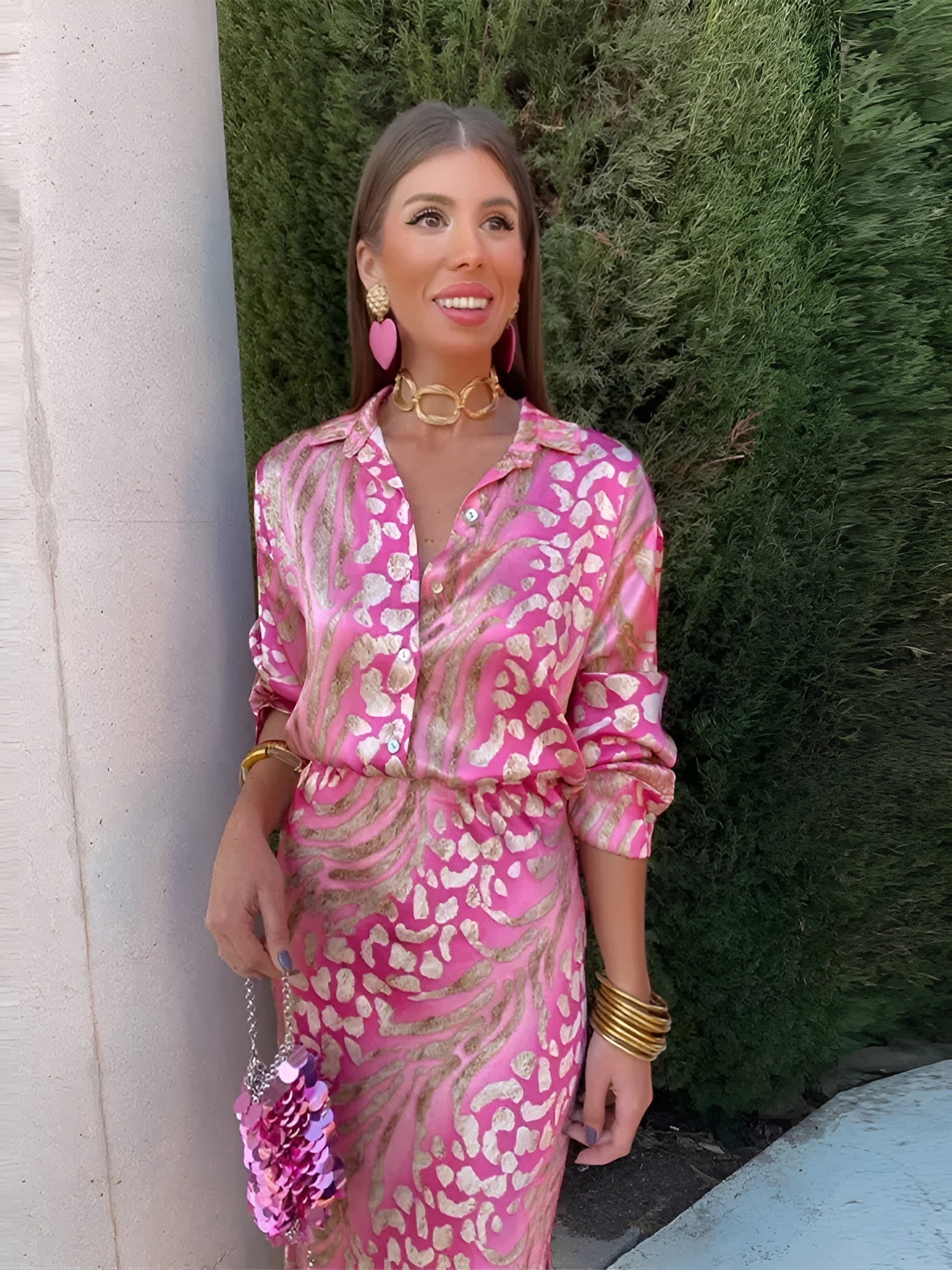Chic Satin Shirt Dress