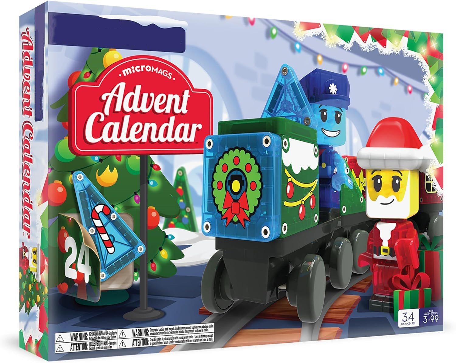✨Last Day 50% OFF✨MicroMAGS Advent Calendar 34-Piece Magnetic Construction Set