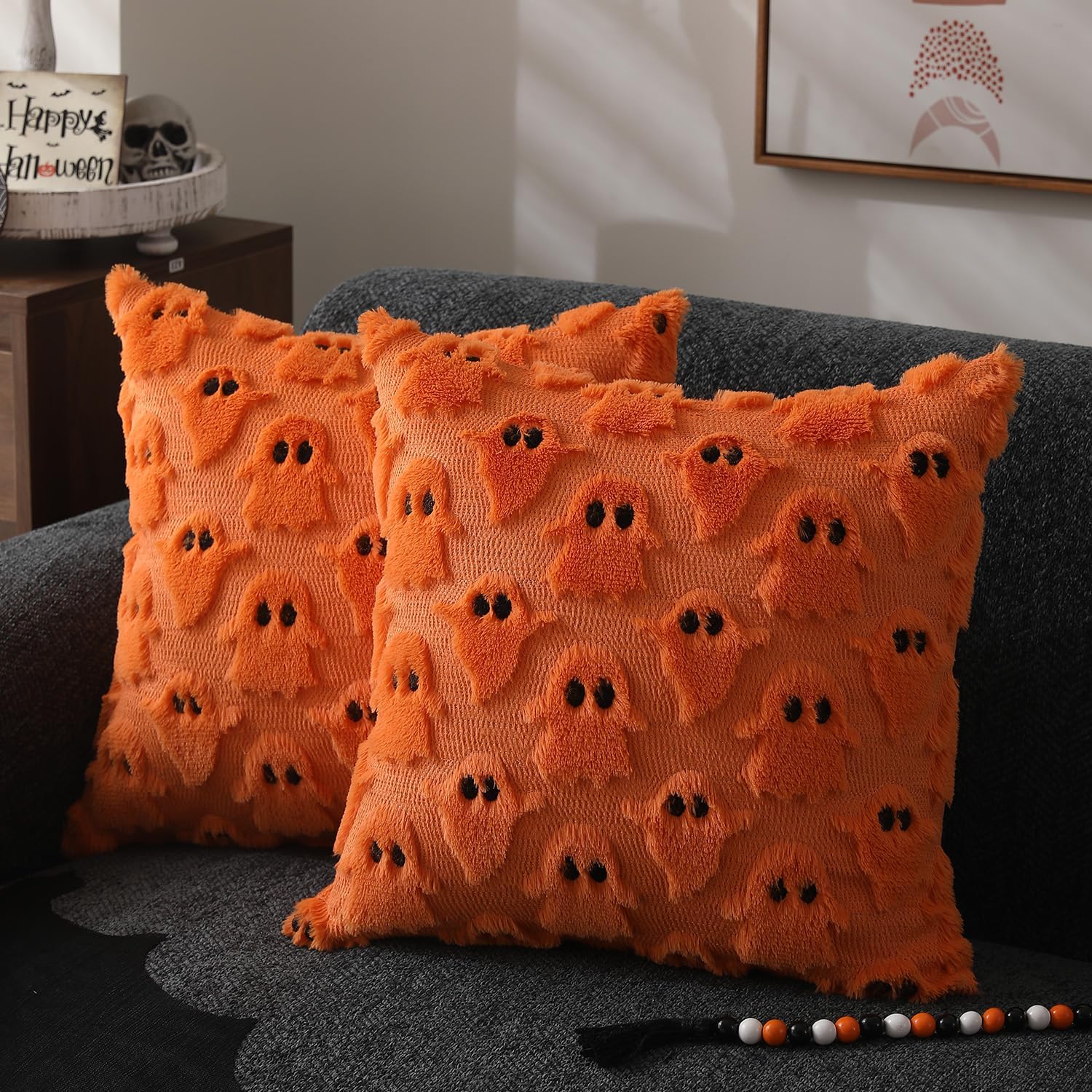 🍁Fall Decorations👻Soft Plush Fur Wool Throw Pillow Cases