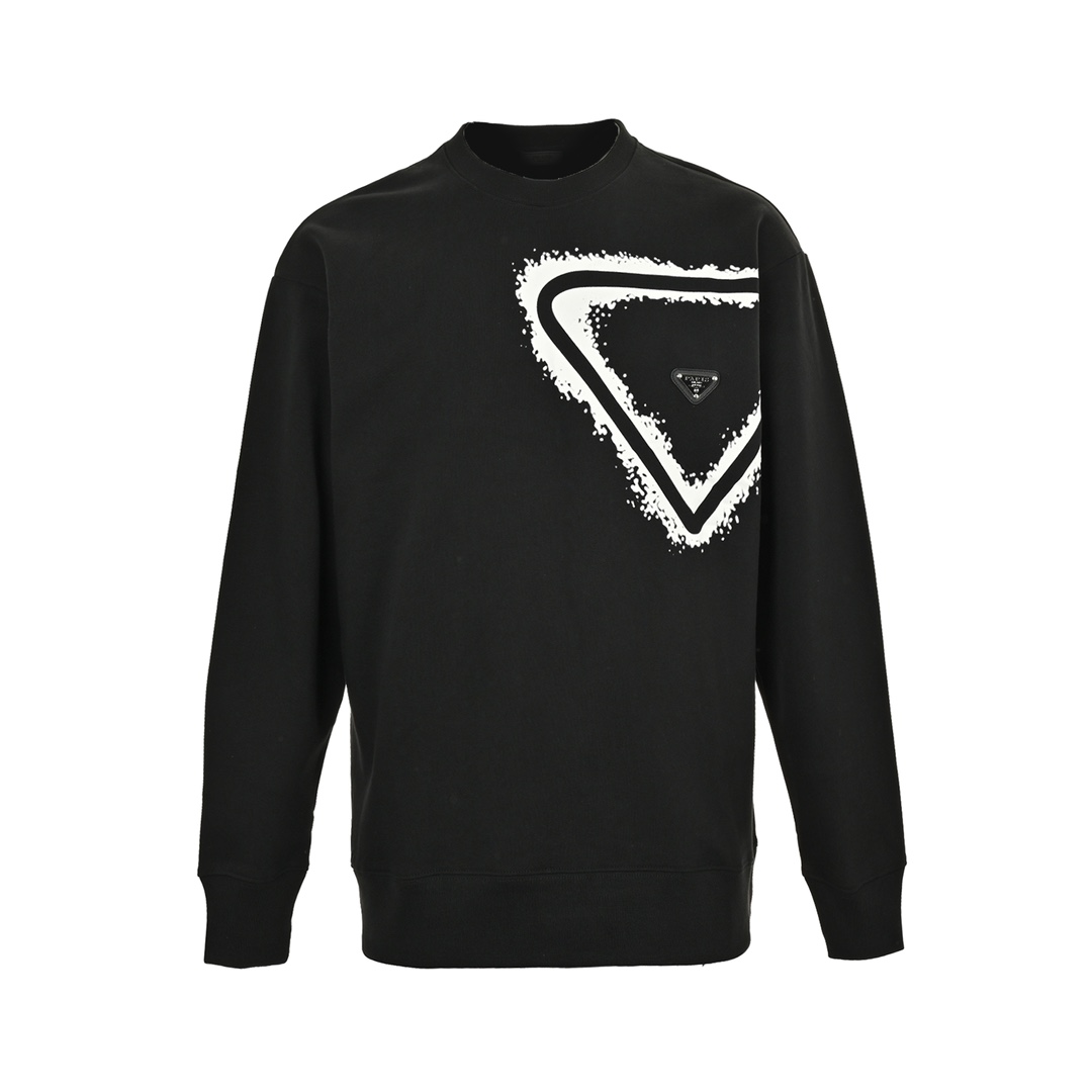 Prada 24Fw ink-splashed triangle logo print crewneck sweatshirt