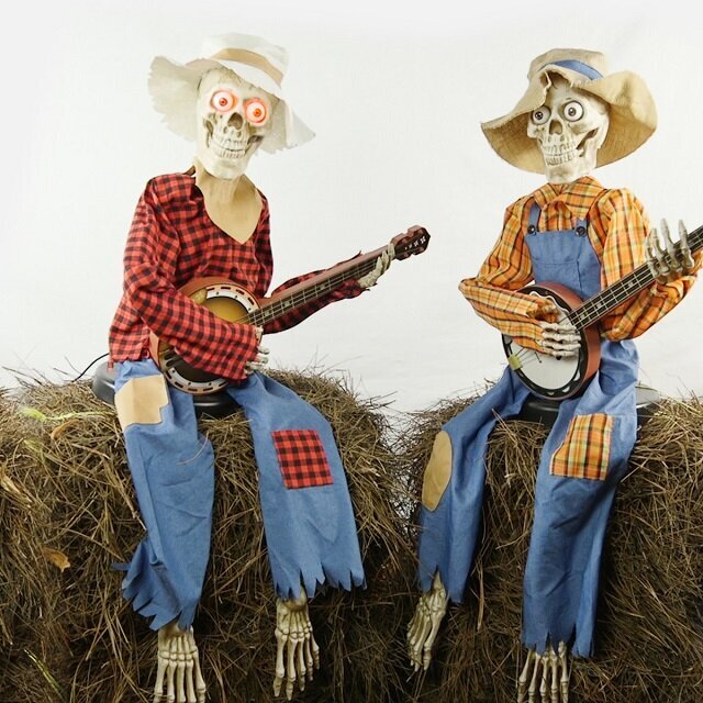 Ecowonde™ Halloween Animated Banjo Skeletons With Lights And Sound Motion Activated