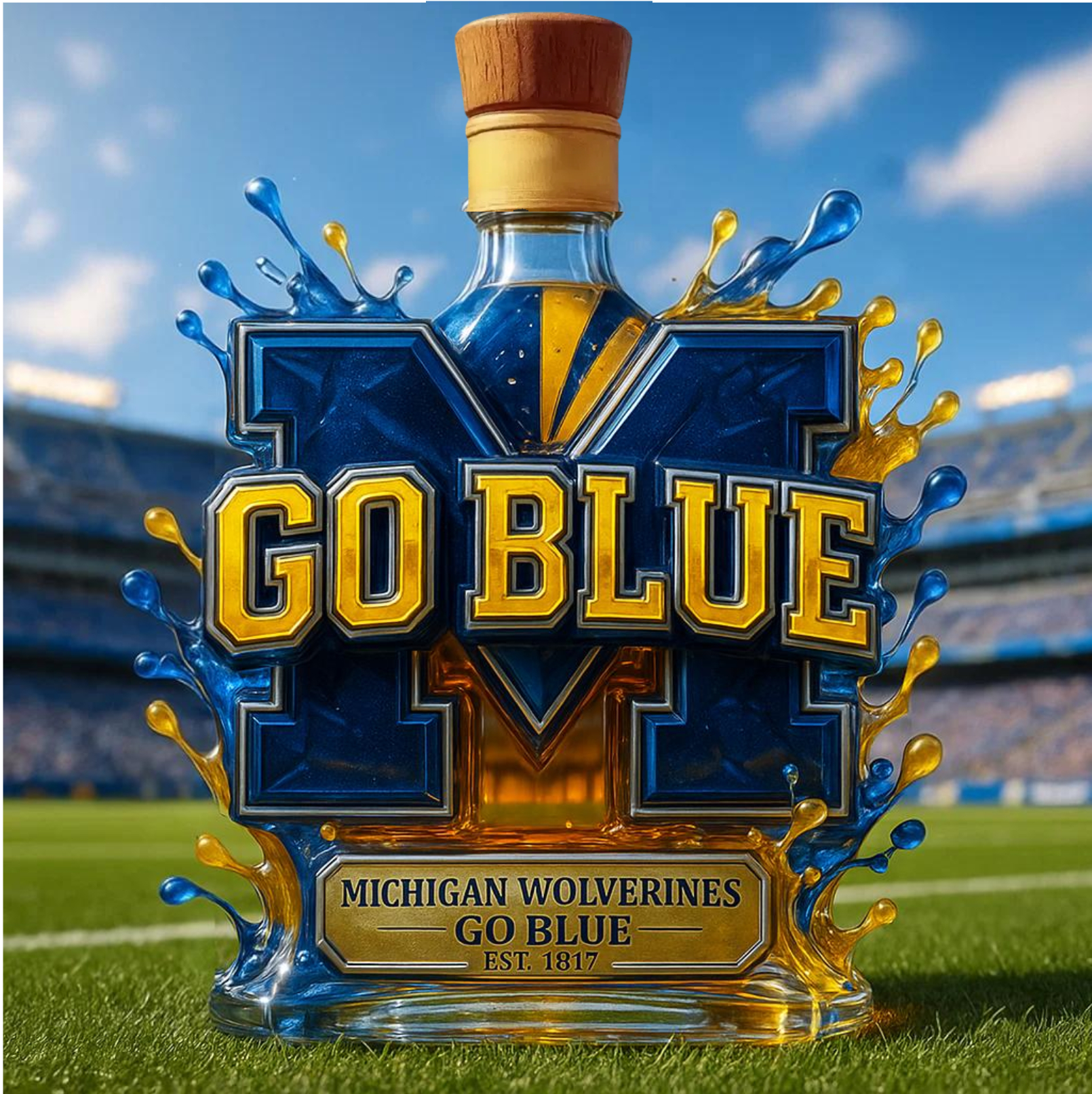 University of Michigan Wolverines “Go Blue” Commemorative Whiskey Bottle 💙🏈👑