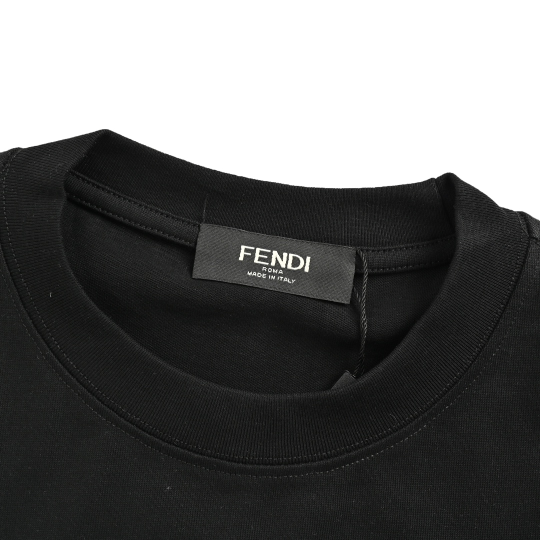 Fendi 24Fw short-sleeved shirt with contrasting double F logo embroidery on the chest