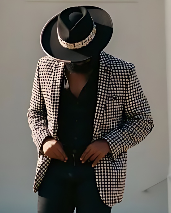 Men's Western Casual Long Sleeve Plaid Print Jacket Blazer