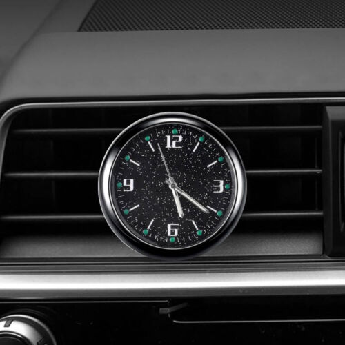 1x Luminous Diamond Quartz Analog Watch Stick On Car Clock Accessories Black