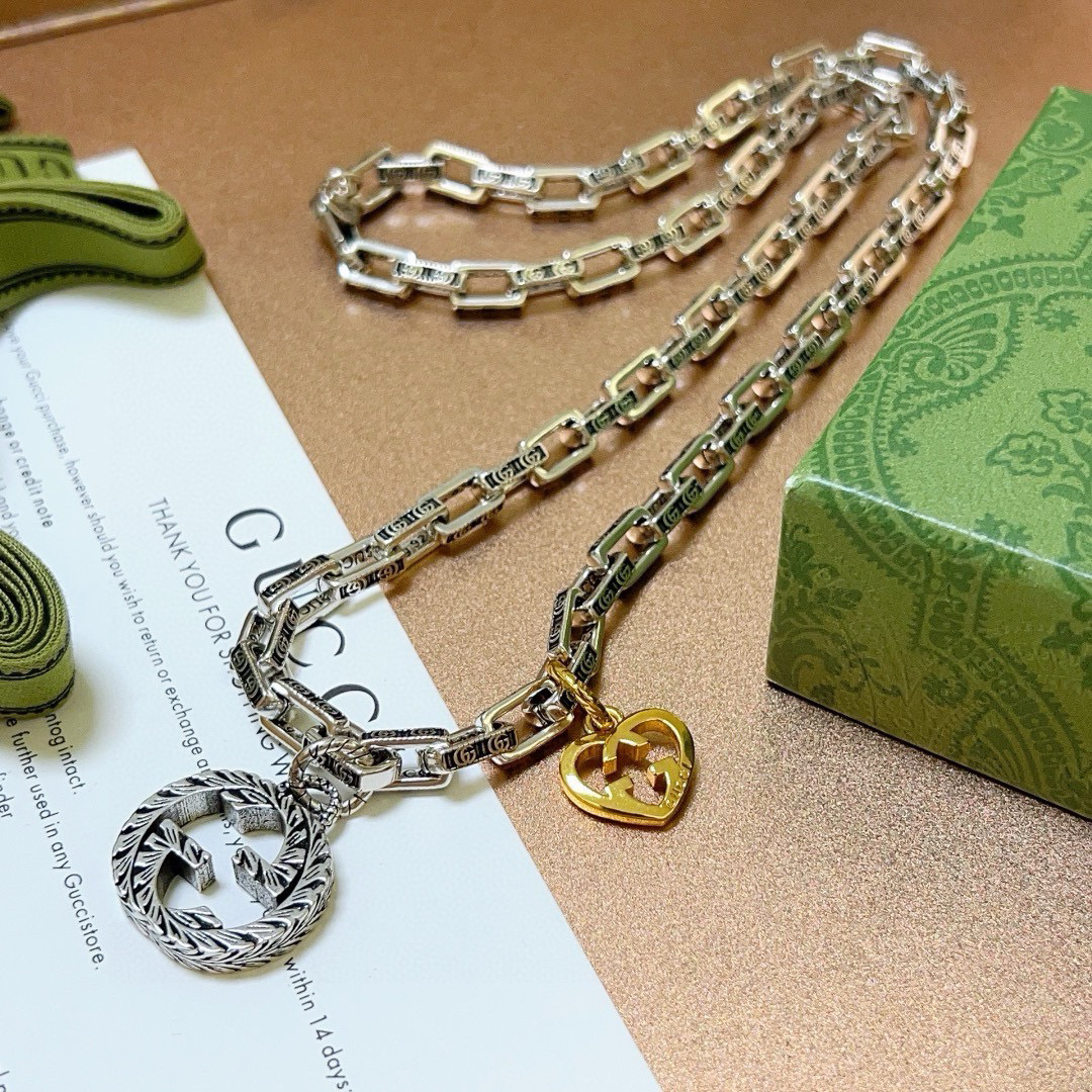 Gucci Anger Forest Series GG Chain Gold Heart Necklace