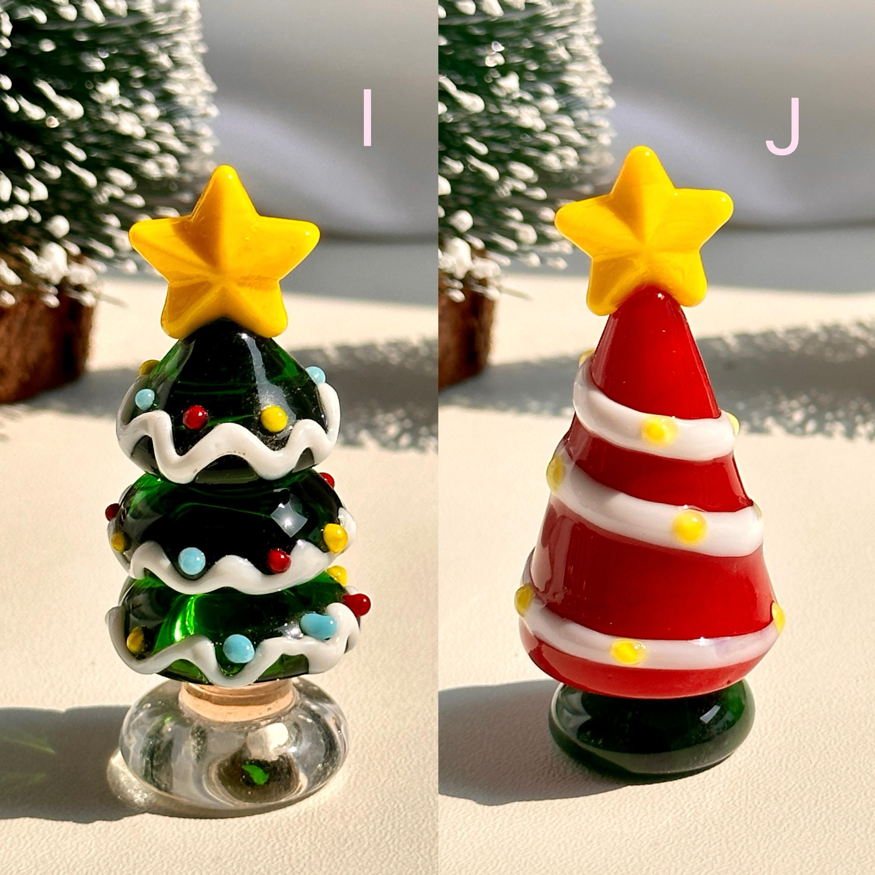 Handmade Lampwork Glass Miniature Christmas Trees
