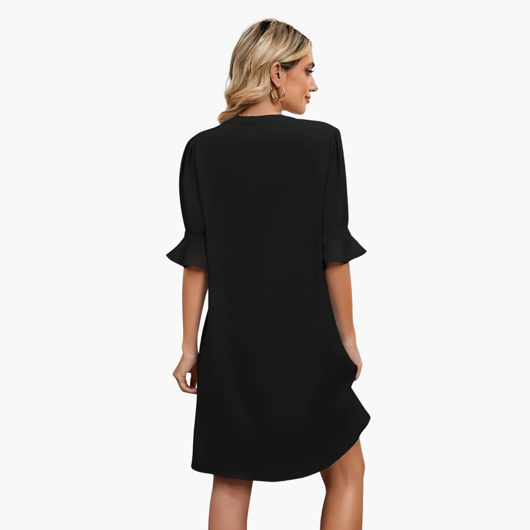 V-Neck Pleated Dress