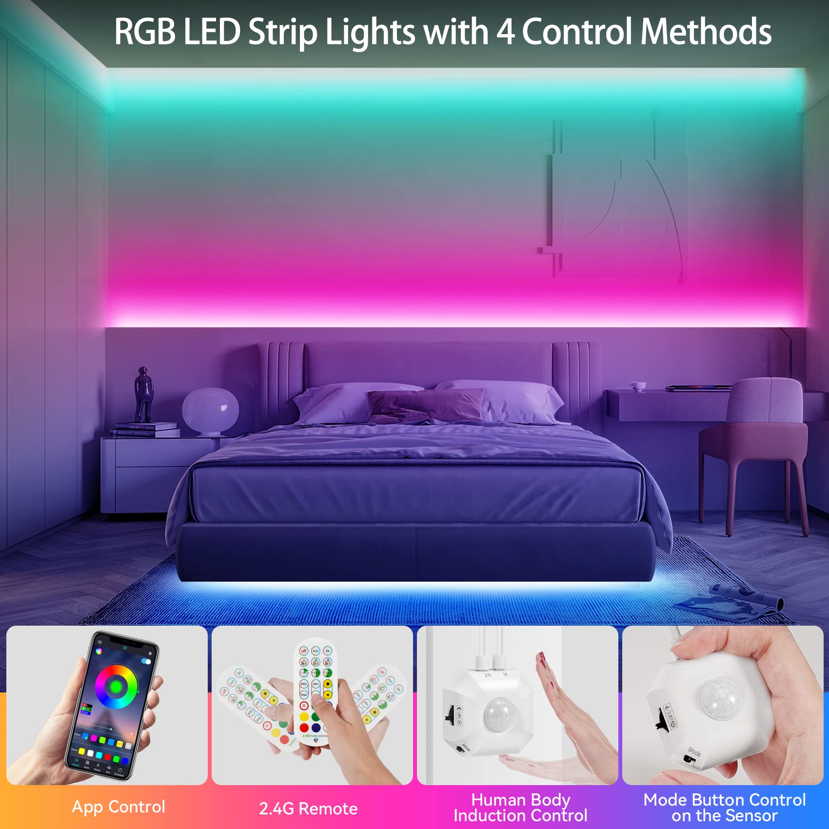 🔥Last Day 50% OFF🔥Motion Sensor RGB LED Strip Lights