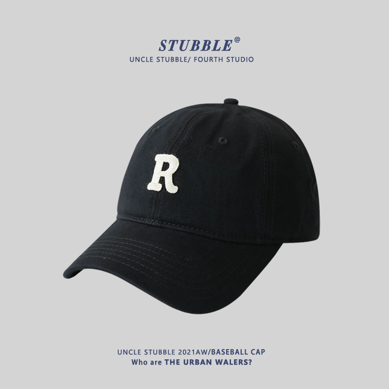 Unisex Korean soft-top baseball cap with lettering for all seasons men's cap in stock
