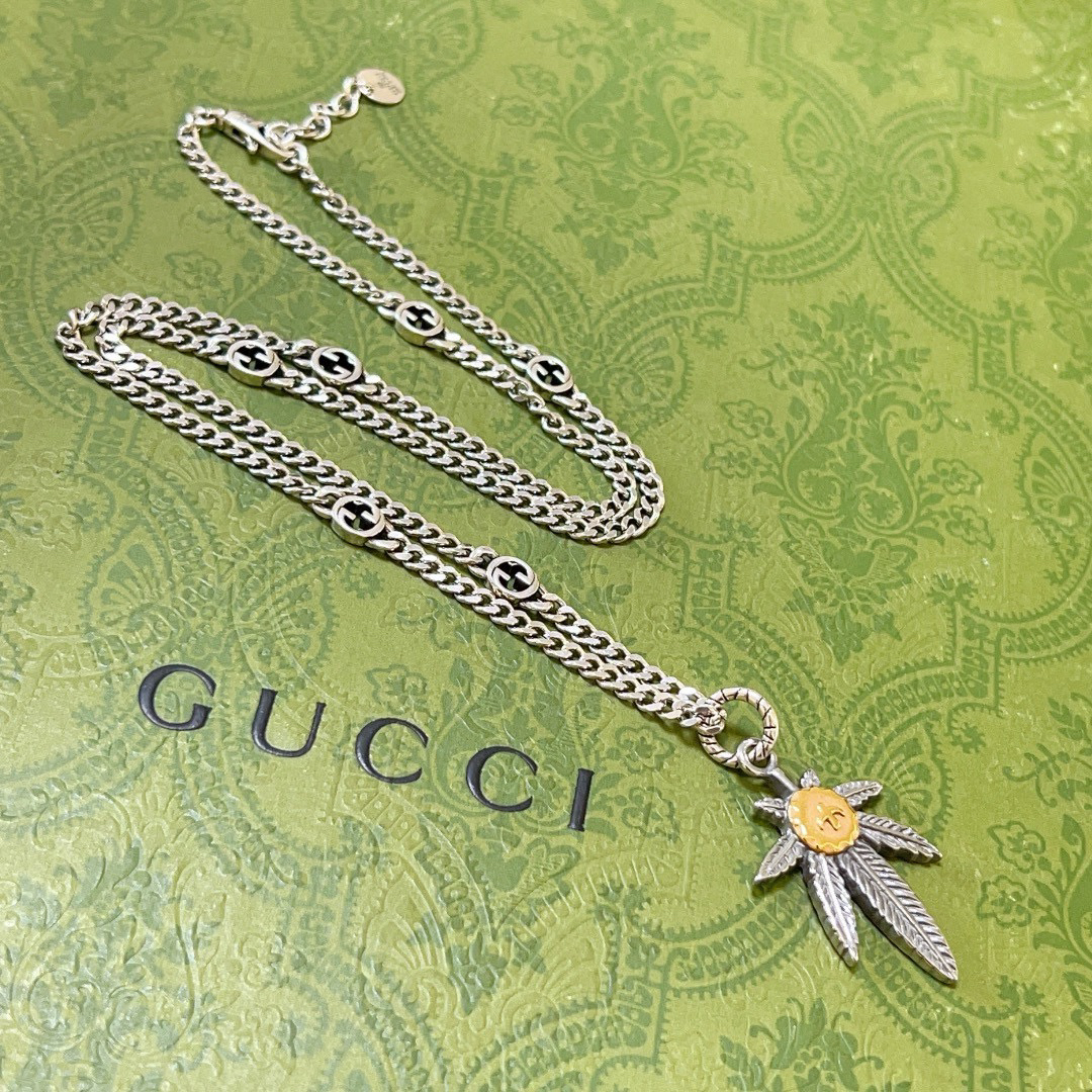 Gucci Anger Forest Series Coconut Leaf Flat Chain Necklace