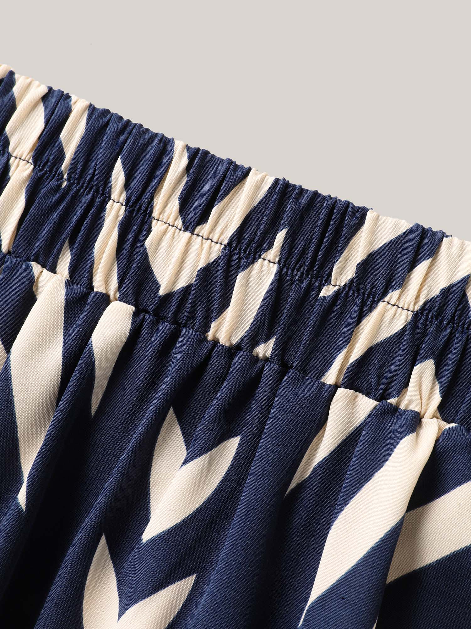 Geometric Print High Low Hem Skirt