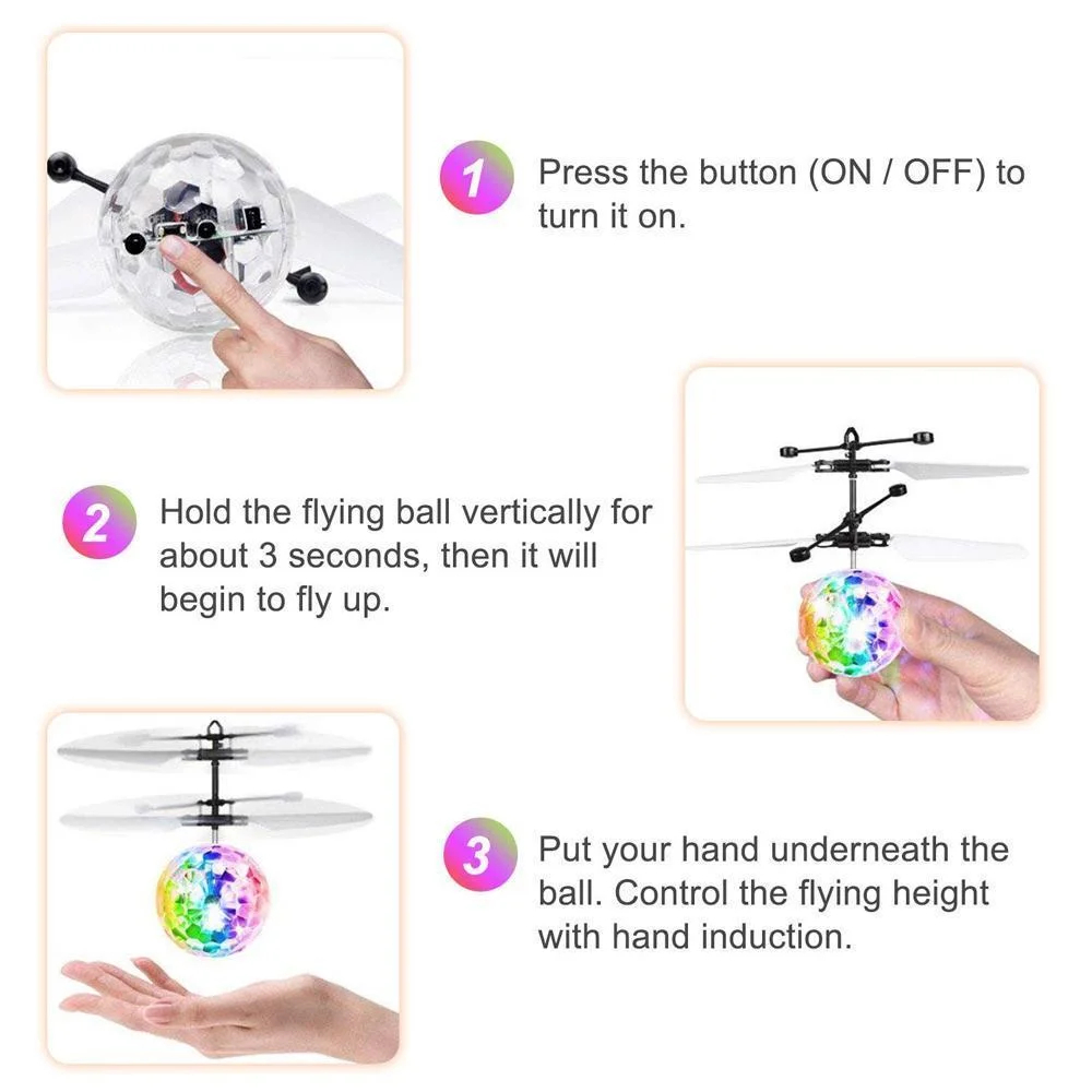 (🔥Last Day Promotion-SAVE 50% OFF)Induction LED colorful crystal ball flying ball--BUY 2 GET 1 FREE