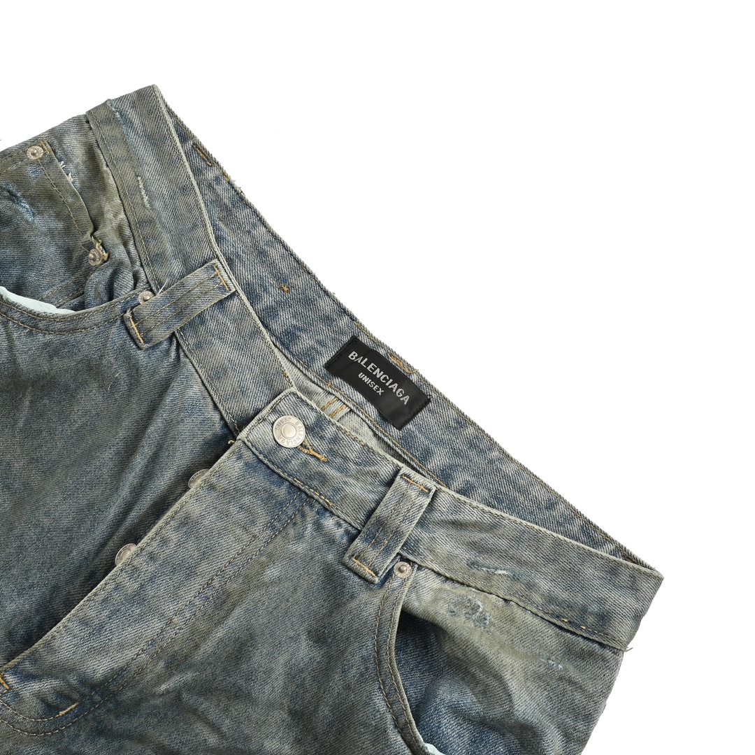 Balenciaga Destroyed Mud-dyed Jeans