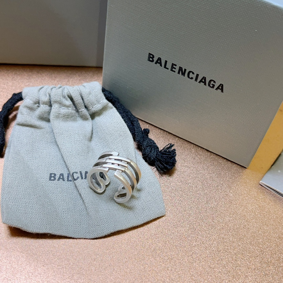 Balenciaga Hollow Silver Ring