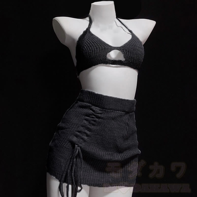 Sexy Hollow Out Lace-up Sweater Lingerie