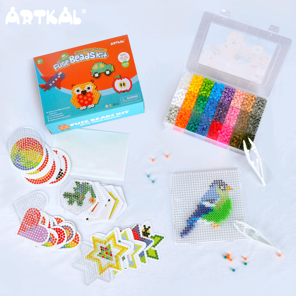 24 Colors S-5mm Midi Artkal Beads with Pegboards and Patterns