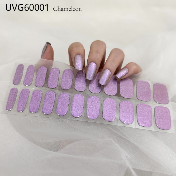Semi Cured Gel Nail Strips, 22 pcs Nail Wraps, Glaze Gel Nail Stickers
